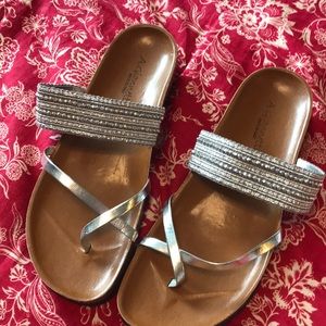 A. Giannetti Silver and Tan Sandals!